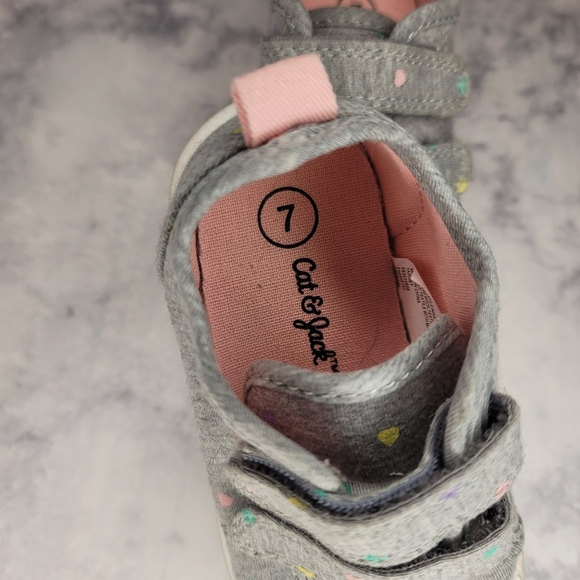 Cat & Jack Shoes Cat Jack Sneakers Toddler 7 Gray Rainbow Hearts